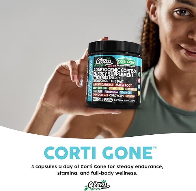 Corti Gone Cortisol Supplements For Women | Maca Root Ashwagandha Cortisol Detox Manager Reducer + Slippery Elm Fenugreek Lions Mane Shilajit Rhodiola Sea Moss Tongkat Ali Cordyceps Ginseng Beet Root