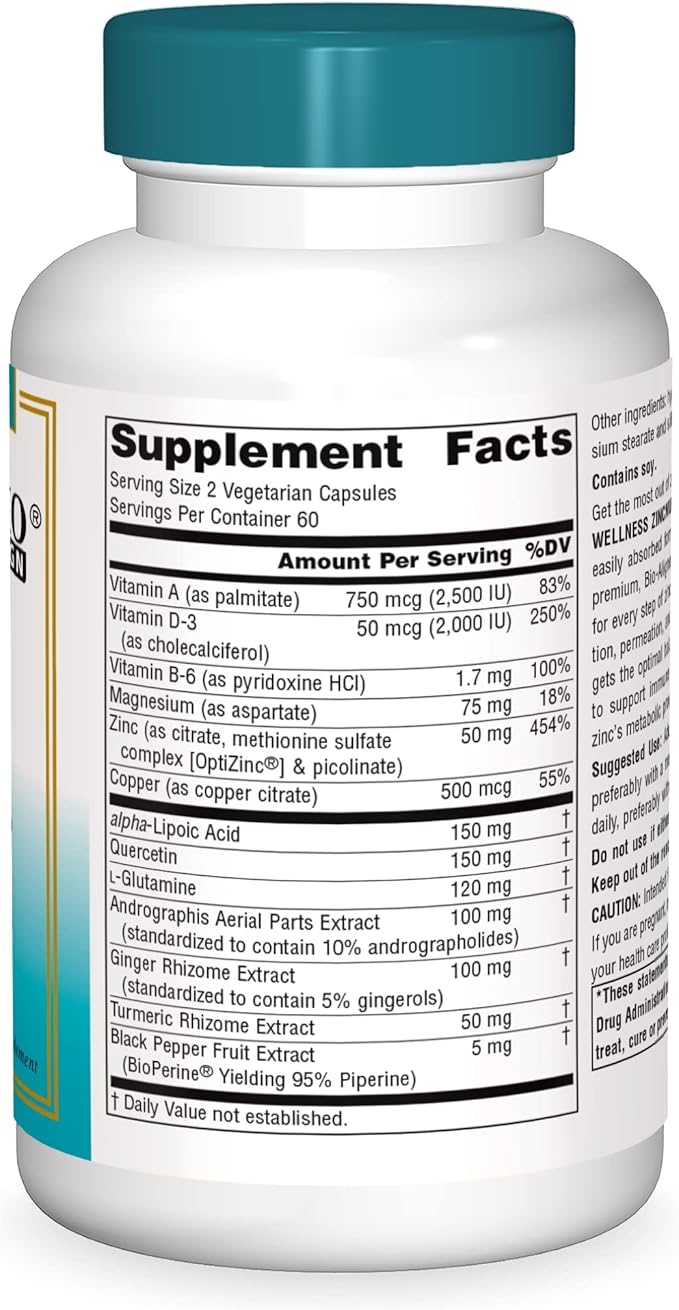 Source Naturals Wellness ZincMunity, Supports Zinc Absorbtion, Metabolism, and Utlization for Immune Health*, 50 mg Zinc - 120 Vegetarian Capsules