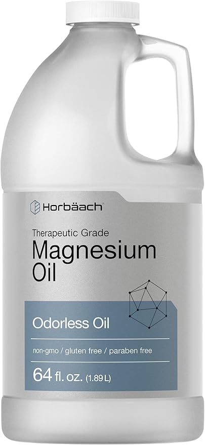 Horbäach Magnesium Oil | 64 fl. oz | Therapeutic Grade | Vegetarian, Non-GMO, Gluten Free, and Paraben Free Odorless Formula