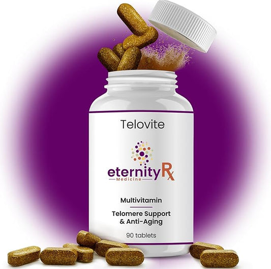 Telovite™ Daily Multivitamin for Men & Women – Telomere & Cellular Health Support – High Potency Vitamins A, D, E, C, B-Complex, Zinc, Folate, Iron – 90 Tablets – Doctor Formulated