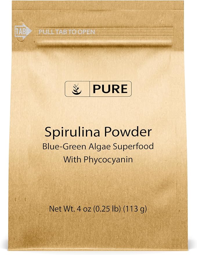 PURE ORIGINAL INGREDIENTS Spirulina Powder (4 oz) Green Algae Superfood with Phycocyanin