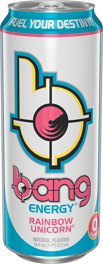 Bang Energy Rainbow Unicorn, Sugar-Free Energy Drink, 16 Fl Oz (Pack of 12) - Packaging May Vary