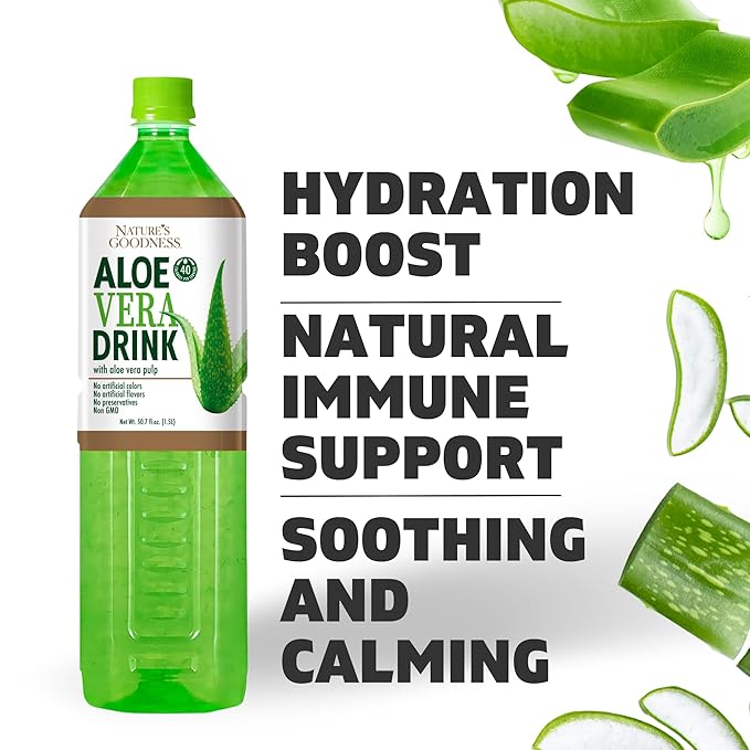 Nature's Goodness Aloe Vera Drink with Pulp - 50.7 Fl Oz (1.5 L) - Refreshing Beverage with Real Aloe Vera Juice