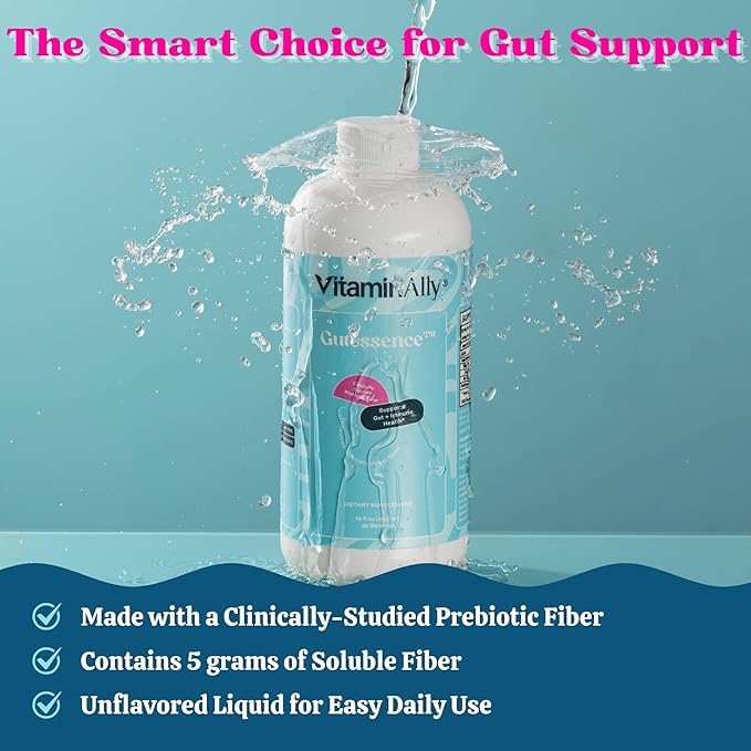 Gutessence Liquid Prebiotic Fiber | Clinically stuided Prebiotic Fiber | Supports Gut Health and Immune Health | Non-GMO | 100% Vegan | Sugar Free | 32 Servings