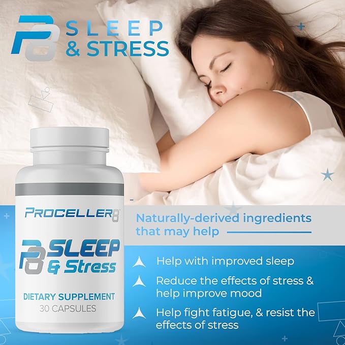 Sleep & Stress Supplement - with Affron® Spanish Saffron Extract, Ashwagandha, & Rhodiola Rosea - Improved Sleep- 30 Capsules