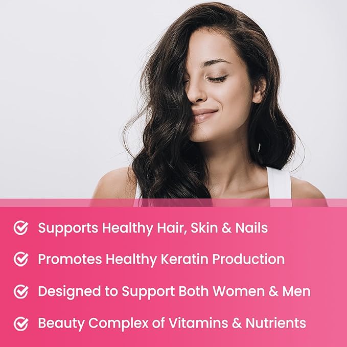 NutraChamps Hair Skin & Nails Gummies, Biotin with Collagen & Keratin, 5000mcg Biotin Beauty Complex, Vitamin Supplement, Berry, 120 Count, Healthy Hair, Radiant Skin & Strong Nails (Pack of 2)