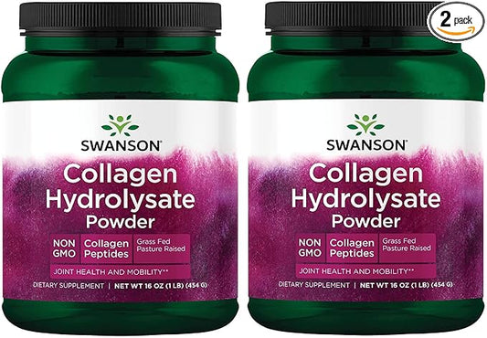 Swanson High Plains Collagen Hydrolysate Powder-Collagen Peptides Powder Supporting Hair, Skin, Nails, and Joint Health-Bioavailable Proteins Promoting Bone, Tissue, and Cartilage Support-(1lb) 2 Pack
