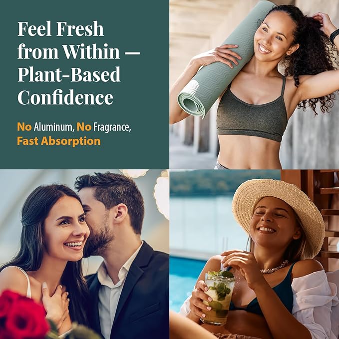 Women's Body Deodorizing Supplement – Chlorophyll Capsules for Body Odor, Fresh Breath & Gut Detox, For Workouts & Social Confidence – Vegan with Matcha Green Tea, Apple Cider Vinegar (60 Caps)