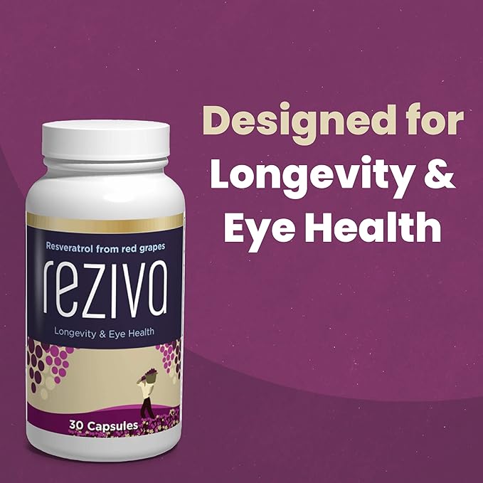 Reziva Resveratrol Supplement - Ultra High Potency & Doctor Formulated - Transresveratrol Supplements - Grapeseed With Resveratrol - For Longevity, Eye Health And, Overall Well-Being - 30 Veg Capsules