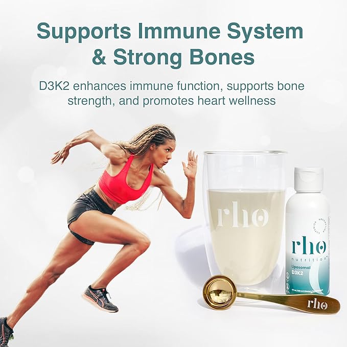 Liposomal D3K2 – Ultra High Absorption Liquid Vitamins D3 and K2 Supplement – Boosts Immune System & Overall Health; Supports Strong Bones & Muscles, and a Healthy Heart