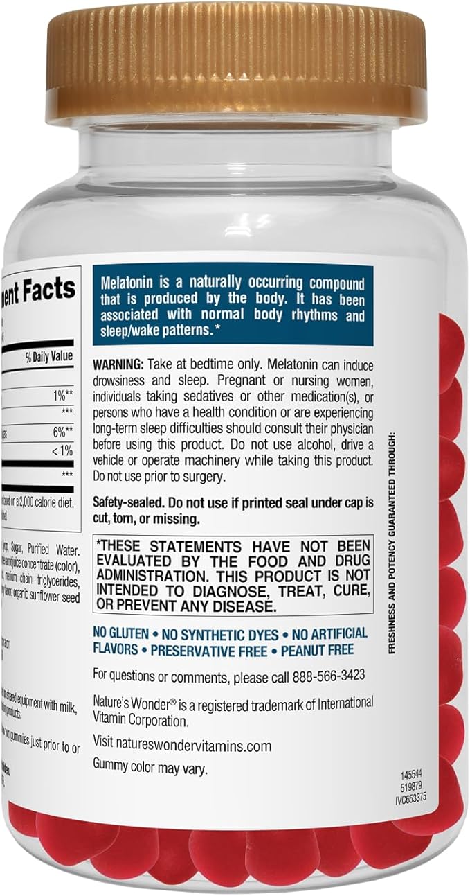 Nature's Wonder Drug-Free Melatonin 10 mg Gummies for Adult Sleep Health, 100% Drug Free Sleep aid, Promote Healthy Sleep and Wake Rhythm and Patterns, 45 Day Supply, 90 Count