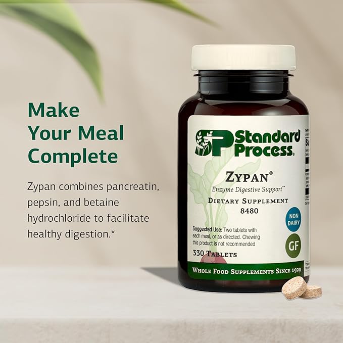 Standard Process Inc. Zypan - Digestive Health Support Supplement - HCI Supplement with Pancreatin, Betaine Hydrochloride & Pepsin - Support Macronutrient Digestion - 330 Tablets