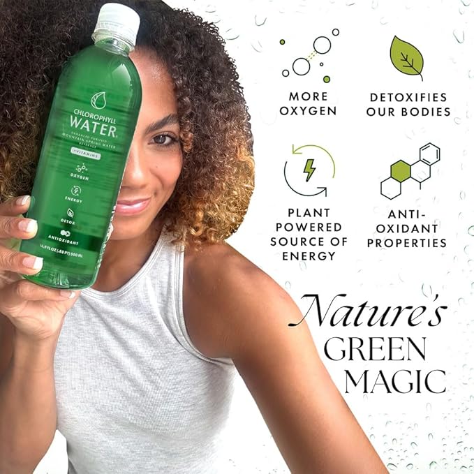 Chlorophyll Water Plant Based Vitamin Water w/Chlorophyll Liquid | Antioxidants, Detox Water, Immune Support, Energy Boost | Liquid Chlorophyll, Mineral Water, Vitamins A,B,C,D | Zero Calories 6pk