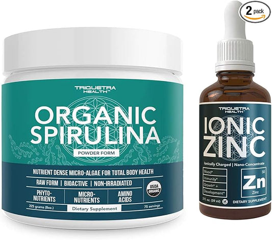 Triquetra Health Organic Spirulina Powder Plus Liquid Ionic Zinc