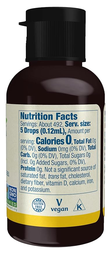 NOW Foods, Better Stevia Liquid, Lemon Twist, Zero-Calorie Liquid Sweetener, Low Glycemic Impact, Certified Non-GMO, 2-Ounce