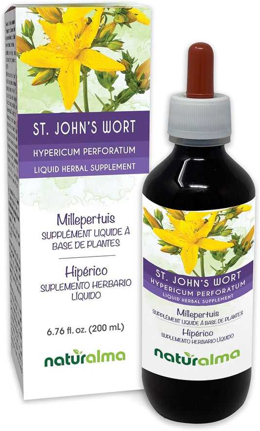 Naturalma St. John's Wort (Hypericum perforatum) herb with Flowers Alcohol-Free Tincture - 6.76 fl oz Liquid Extract in Drops - Herbal Supplement - Vegan
