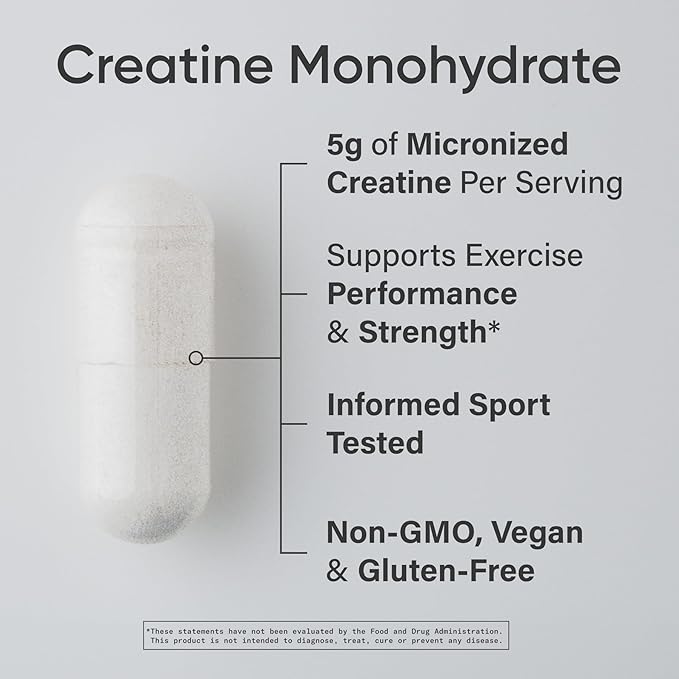 Sports Research® Creatine Monohydrate Capsules - May Support Workout Recovery, Lean Muscle gain, Performance and Strength* - Non-GMO, Vegan Certified - 5g per Servings - 30 Servings