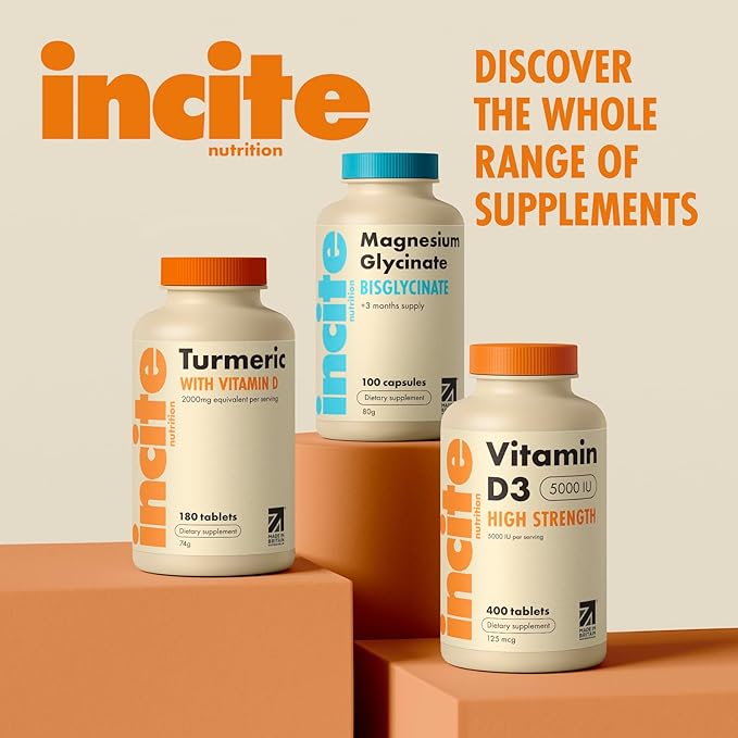 Incite Nutrition Vitamin D 5000 iu - 400 Premium Vitamin D3 Easy-Swallow Micro Tablets - High Strength Cholecalciferol VIT D3 5000iu - Vegetarian Supplement - Made in The UK