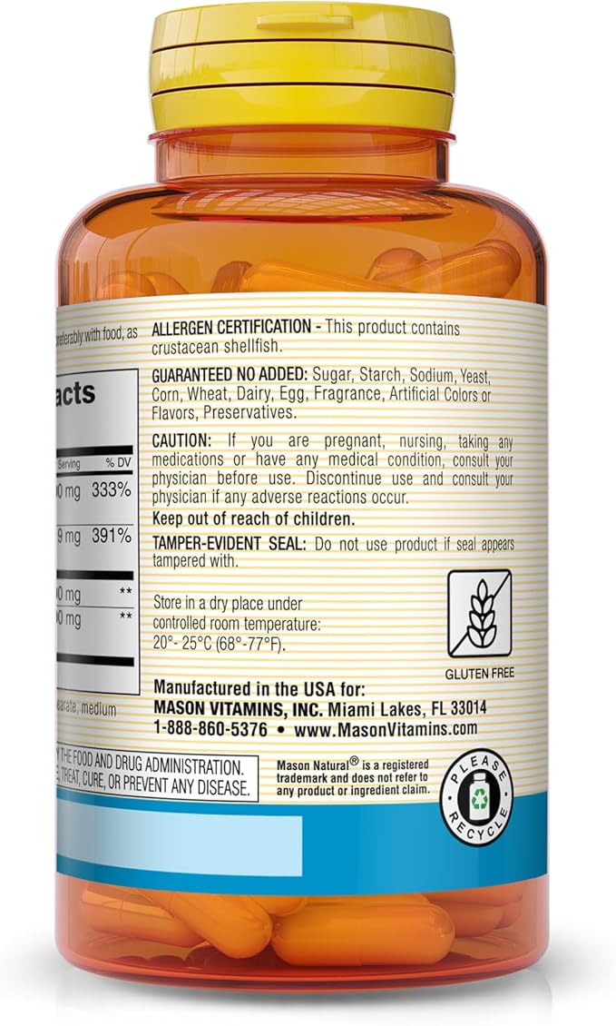 Mason Natural Glucosamine Complex Plus MSM with Vitamin C - Supports Joint Health, Improved Flexibility and Mobility, 90 Capsules