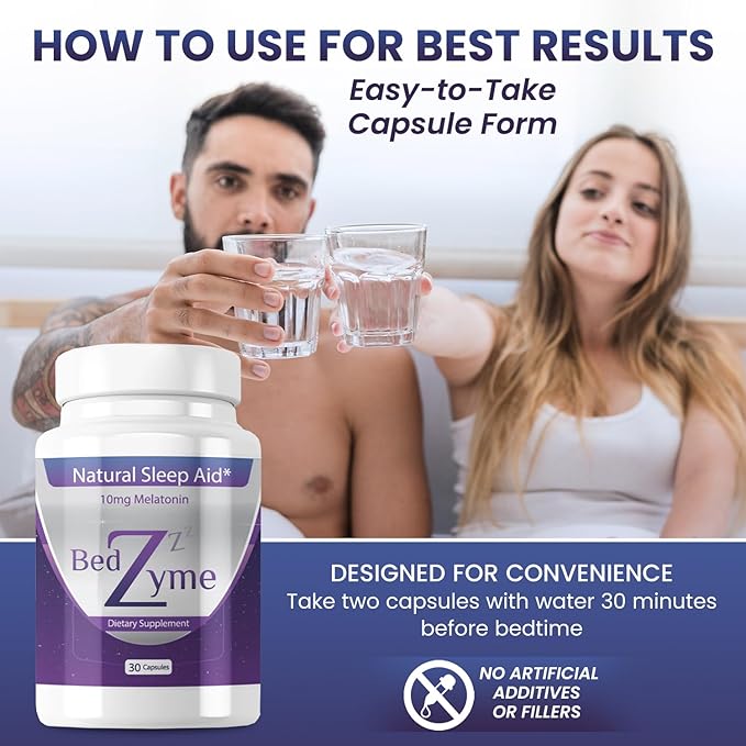 Sleep Aid Supports Natural Sleep & Relaxation – 30 Capsules Sleep Supplement to Help with Calmness & Rest – 10mg Melatonin & REM Enzyme Delivery System (Serving Size: 2 Capsules)