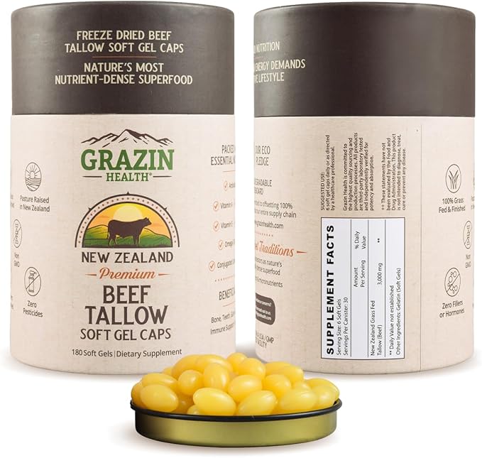Grass Fed Beef Tallow Capsules (30 Day Supply)