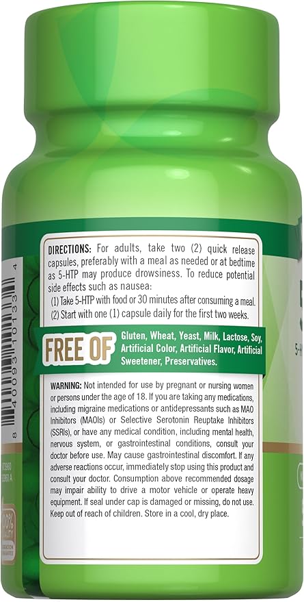 Nature's Truth 5HTP 200mg Capsules | 50 Count | 5 Hydroxytryptophan | Non-GMO & Gluten Free Supplement
