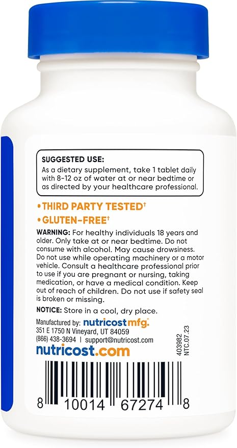 Nutricost Melatonin 12mg, 240 Tablets - 12mg Per Serving, Non-GMO, Gluten Free