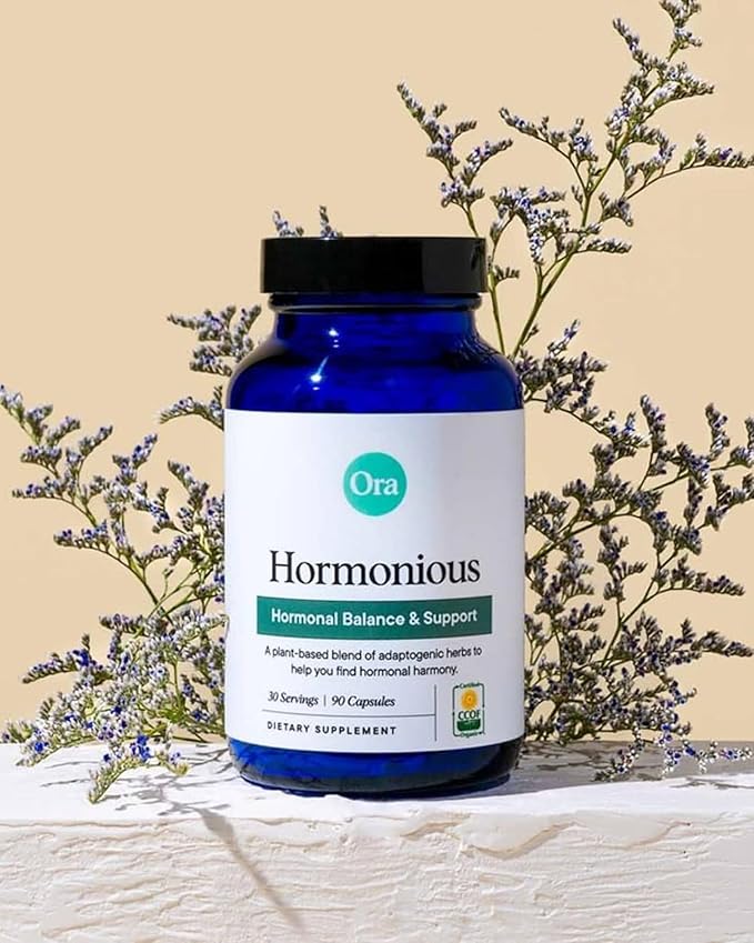 Ora Organic Natural Hormone Balance Supplement & Hormonal Acne Relief for Women - Support Skin, Mood, Energy, PMS & Menopause - Ashwagandha, Maca, Burdock Root, Cordyceps & VIT C - 90 Capsules