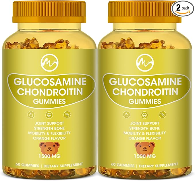 (2 Pack ) Glucosamine Chondroitin Gummies with MSM - 1500mg Extra Strength for Joint Support, Antioxidant Immune Support - for Adults, Men & Women