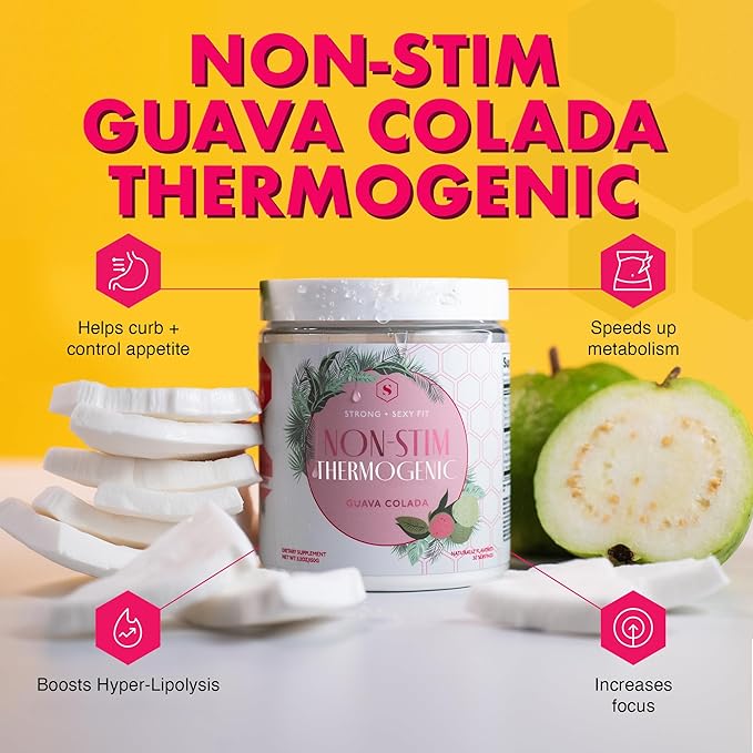 Strong + Sexy Fit, Weight and Diet Support Health Supplement, Caffeine Free Non Stim Drink Powder for Appetite Control and Metabolism Support, Supplements for Women, Guava Colada Flavor, 30 SVG