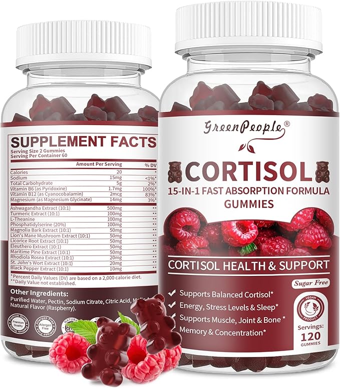 Cortisol Supplements for Women - 15-in- 1 Cortisol Reducer Detox Manager with Ashwagandha/Magnesium/L-theanine/Phosphatidylserine/Vitamin B6 for Mood/Focus & Sleep 120CT-2 Pack