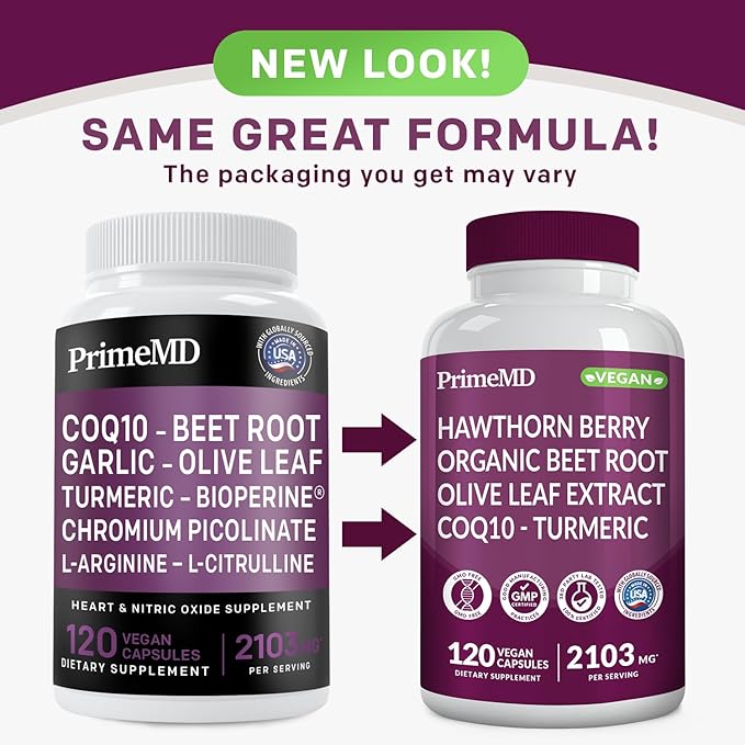 26-in-1 Nitric Oxide Supplement - Blood Pressure Supplements for Heart Health with Coq 10, Organic Beet Root Capsules with Hawthorn Berry and Garlic, 2103mg Per Serving (120 ct, 2 Pack)