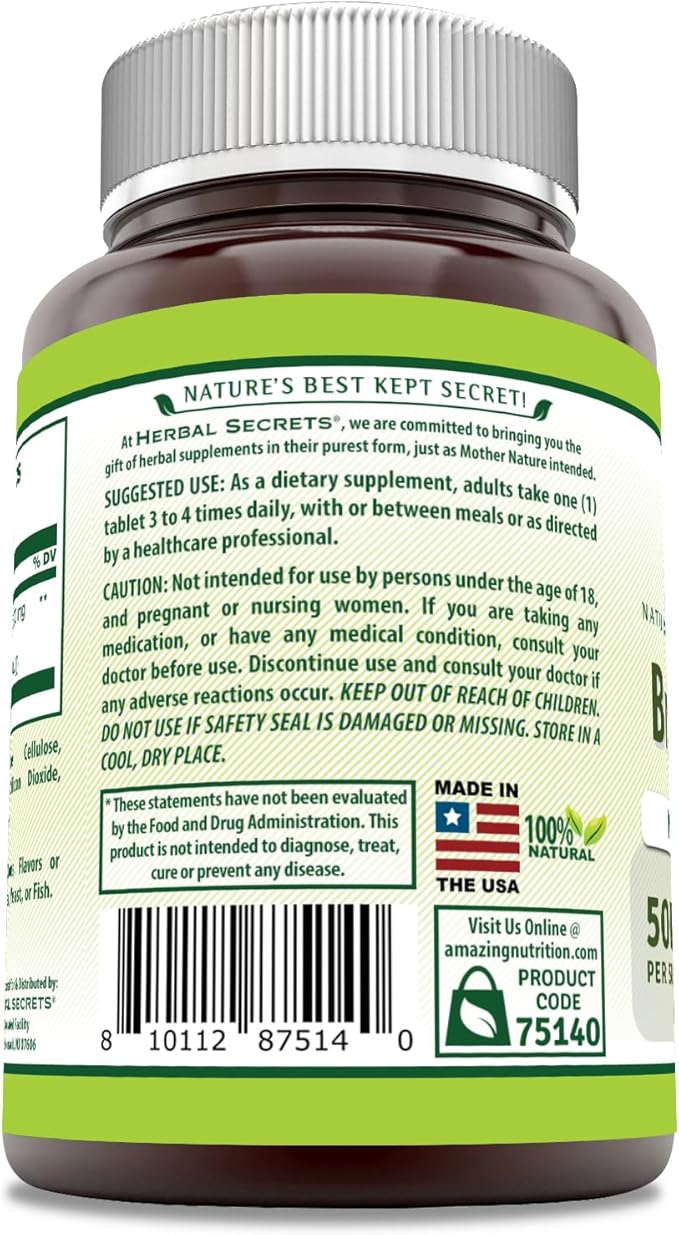 Herbal Secrets Bromelain Supplement 500 Mg Tablets Supplement | Non-GMO | Gluten Free | Made in USA (60 Count)