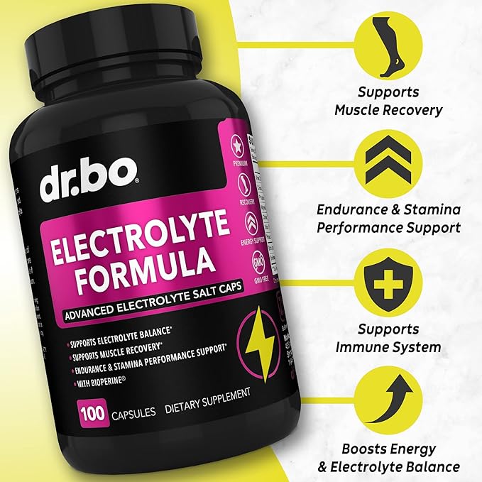 DR. BO Electrolyte Pills Salt Capsules & Zinc - Electrolytes Tablets with Potassium, Magnesium, Sodium, Chloride, Calcium Salts Supplements - Zinc Supplements 50mg Tablets Supplement Oxide Citrate