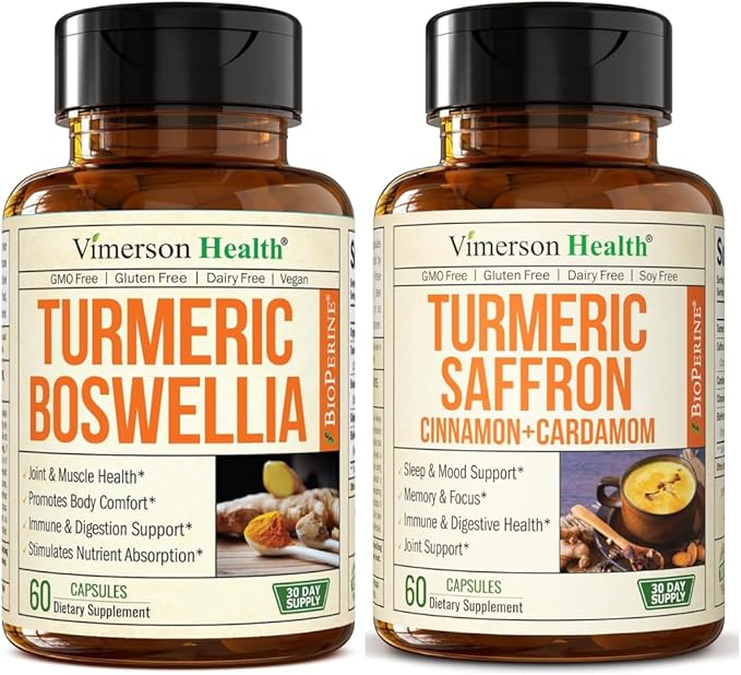 Turmeric Boswellia & Saffron Mood Support Bundle – Natural Joint, Emotional & Digestive Wellness with Turmeric Curcumin, Boswellia Serrata, Saffron Extract, and BioPerine