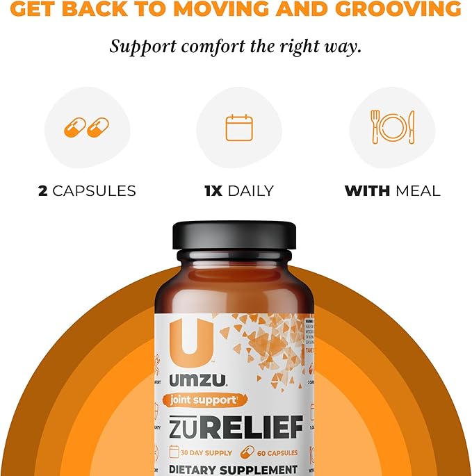 UMZU Turmeric Curcumin Supplement | Joint Comfort 7 Natural Ingredients - Bromelin, Boswellia & BioPerine Black Pepper | Supports Joint Health & Immunity (30 Day Supply | 60 Capsules)