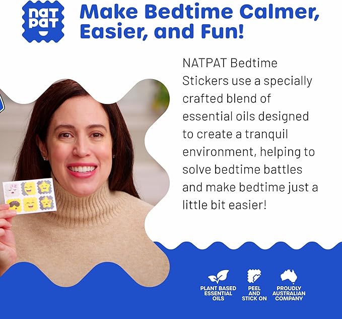 NATPAT Sleepy Patch Bed Time Stickers for Kids - Sleep Promoting Patch - Non-Toxic Solution for Better Sleep - Chemical & Drug Free, Melatonin Free - Buzz Patch Natural Patch (24 Pack)
