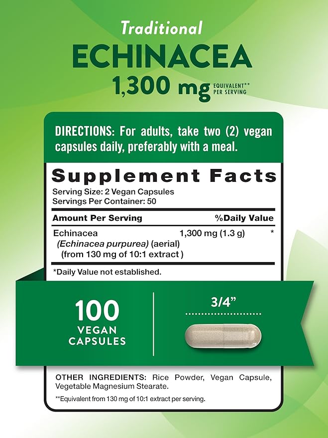 Nature's Truth Echinacea Extract Capsules | 1300mg | 100 Count | Non-GMO & Gluten Free