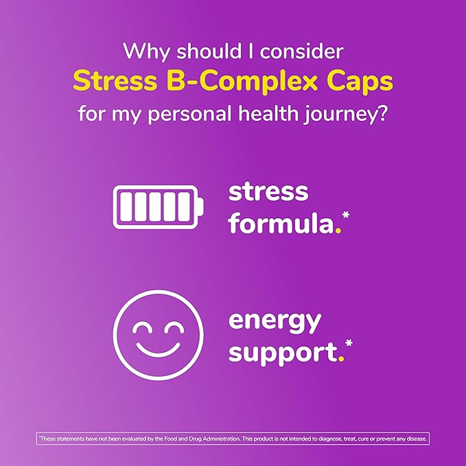 Twinlab Stress B-Complex Caps - Complete B-Complex & 1000 mg Vitamin C - Energy Support Supplement with Vitamin B12 and B6-100 Capsules (Pack of 2)