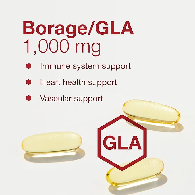 PROTOCOL FOR LIFE BALANCE Borage/GLA 1,000mg - 240mg GLA - Expeller-Pressed & Hexane-Free - Support Normal Immune Function - Borage Seed Oil - Dairy & Soy Free - 60 Softgels