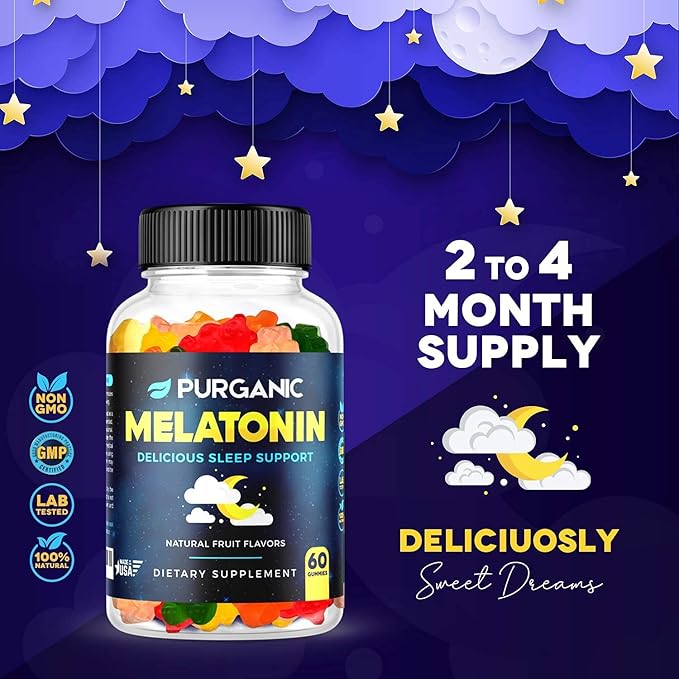(2-Pack) Melatonin Gummies for Kids & Adults - Sleep Aid Gummy Vitamins - 5mg or 10mg Dose - Natural Assorted Fruit Flavor Supplement - Healthy Restful Deep Sleep Cycles - 120 Gummies