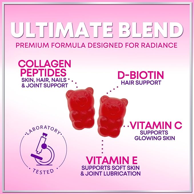 Collagen Peptide Gummies for Women with Biotin - Hydrolyzed Collagen for Hair, Skin, Nail, Bone Health & Joint Support - Extra Strength Best Peptides Supplement for Women & Men, Non-GMO - 60 Gummies