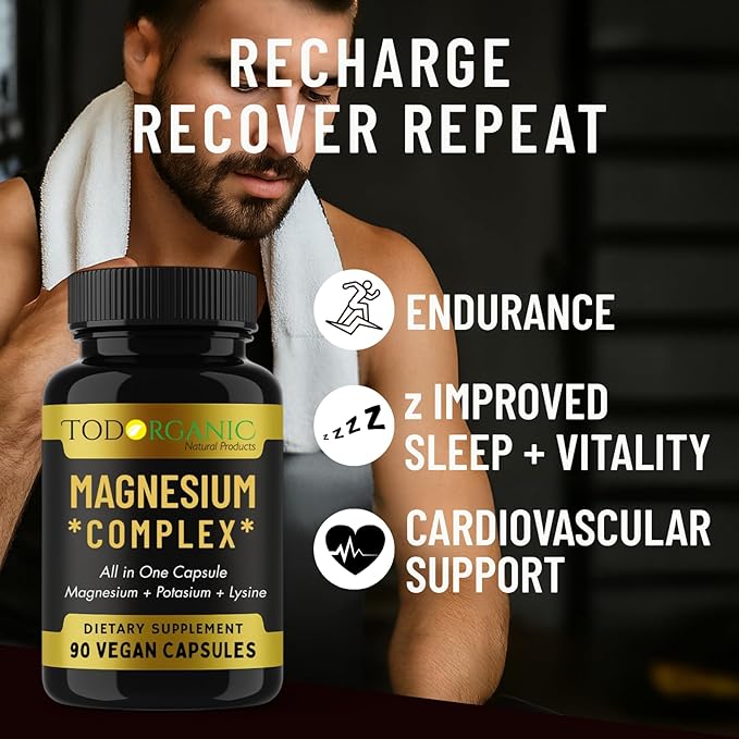 Todorganic Magnesium Citrate & Potassium Citrate | High-Absorption Vegan Magnesium Supplement | Essential Minerals for Muscle Support & Relaxation | 90 Capsules – 2 Pack