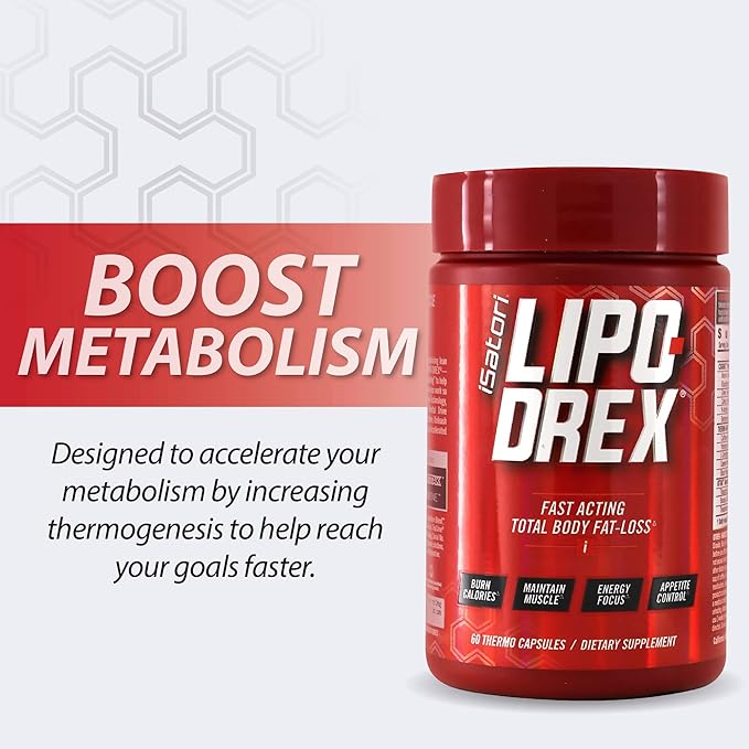 iSatori Lipo-Drex Fat Loss Thermogenic Formula - Focus Blend - Fast Acting Total Body Fat Burner Weight Loss Muscle Maintenance and Appetite Suppressant for Men and Women - 60 Capsules