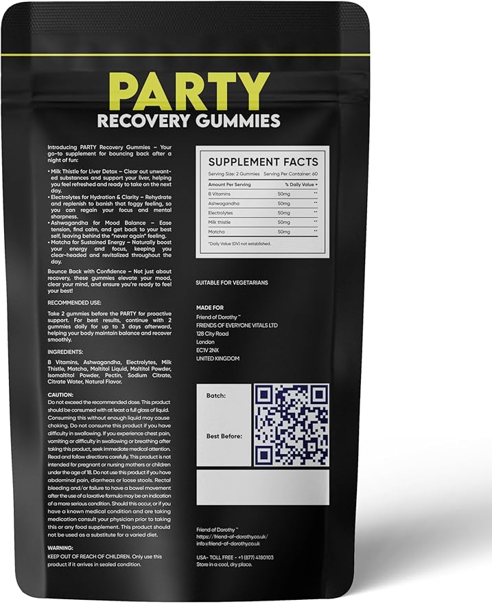 Bottom Prep & Recovery Bundle – Fiber Supplement for Digestive Health & Party Recovery Gummies – Detox, Hydration & Energy Support – 90 Vegan Capsules & 60 Gummies