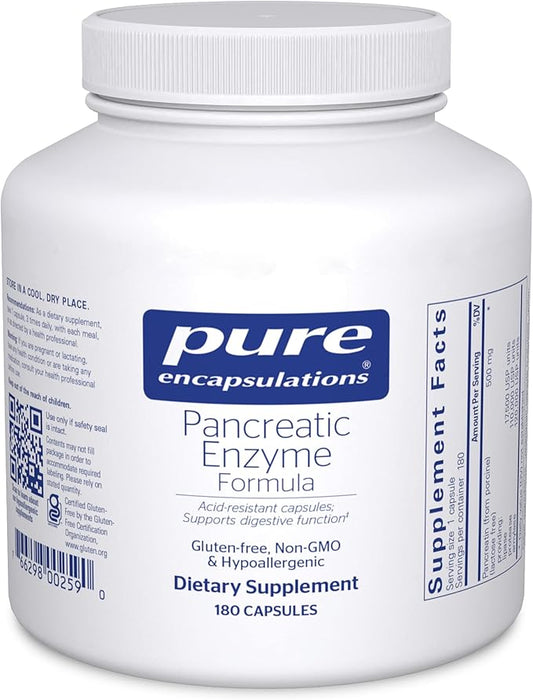 Pure Encapsulations Pancreatic Enzyme Formula - Digestive Enzymes for Digestion - Strengthens Gut Health* - Targeted Delivery Capsules - Gluten Free & Non-GMO - 180 Capsules