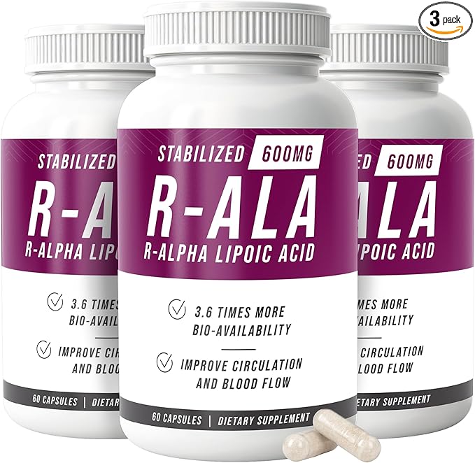 NERVE RENEW R-ALA Stabilized R Alpha Lipoic Acid 600mg Nerve Support Supplement 3 Pack