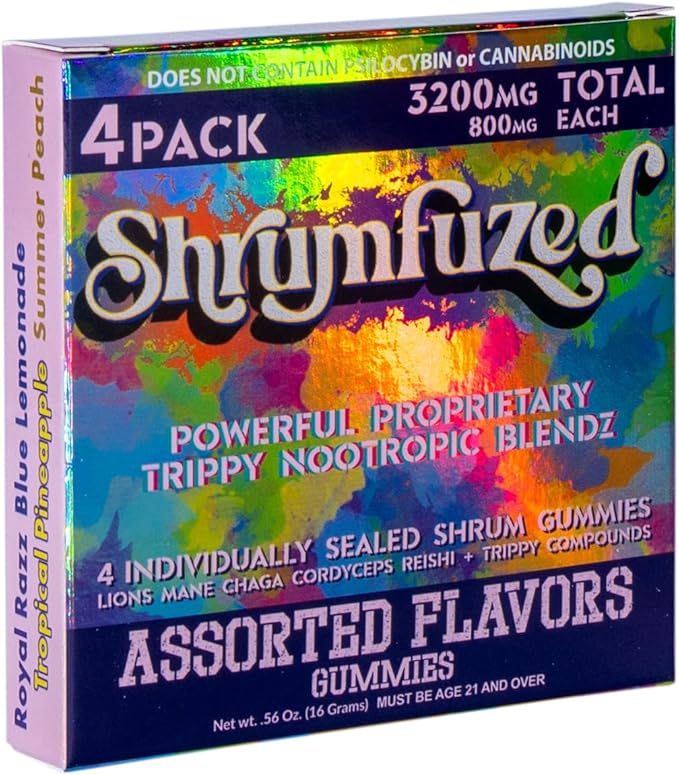 Proprietary Nootropic Gummy 8000mg - Lion's Mane, Reishi, Chaga, and Cordycep Nootropic Tripee Mushroom Blend (10, Assorted)