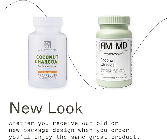 Coconut Charcoal Capsules from The Myers Way Protocol - Natural Activated Charcoal, Gas Reliever & Support for Affects of Mold/Toxins - Dietary Supplement 60 Capsules, 30 Servings - Dr. Amy Myers