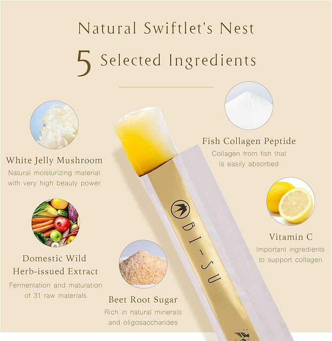 Extract Jelly Stick | Natural Swiftlet Nests Extract, Collagen, Vitamin C, Japanese Skincare, Anti-Aging, Maintains Skin's Elasticity, Boosts Immune System, GI Health, Pineapple Flavor, 30 PCS